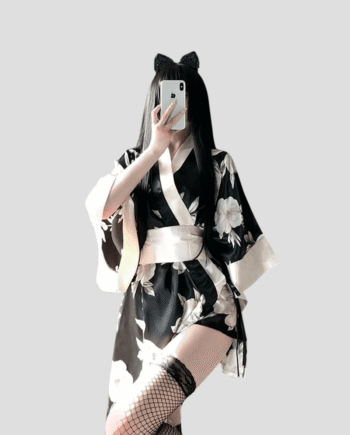 Kimono Negro Sexy Cosplay