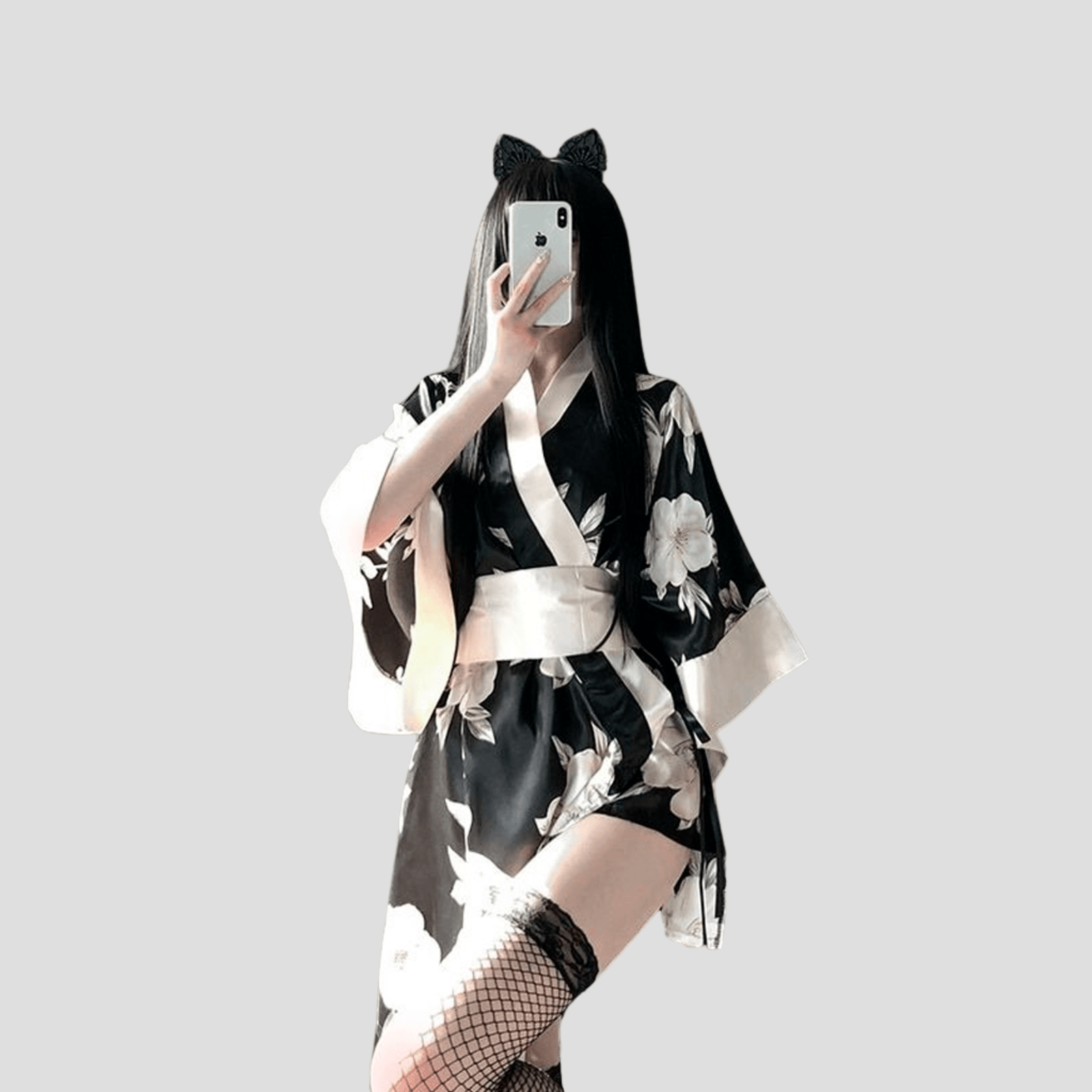 Kimono Negro Sexy Cosplay